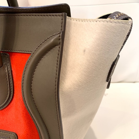 CELINE Mini Luggage 3 Color Pony Hair Bag - Picture 8 of 8